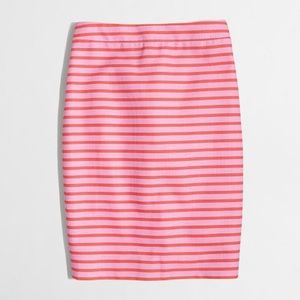 J Crew Pink and Orange Stripe Pencil Skirt